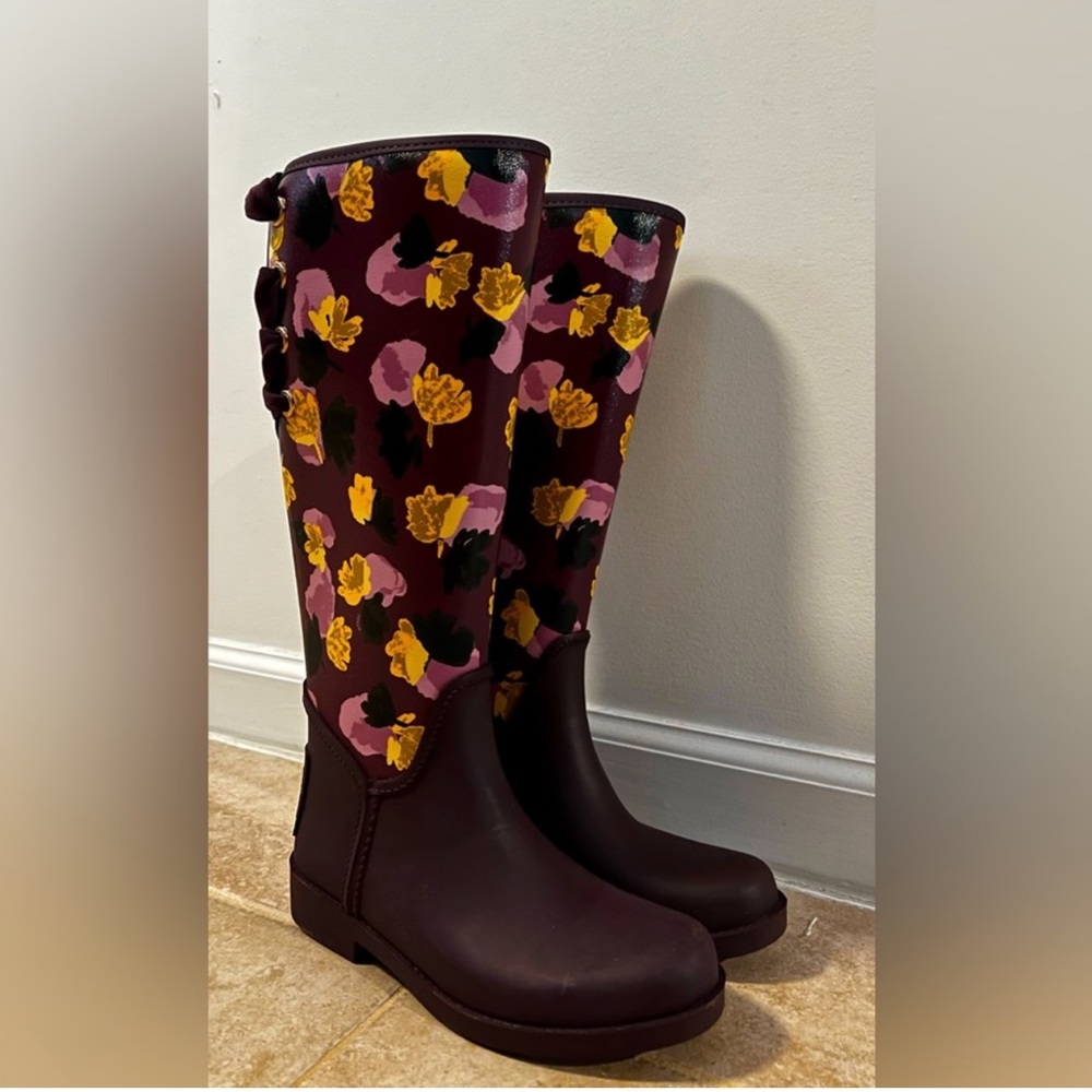 🆕CUTE BNWT! WOMENS COACH FLORAL FUR LINED RAIN BOOTS!😍